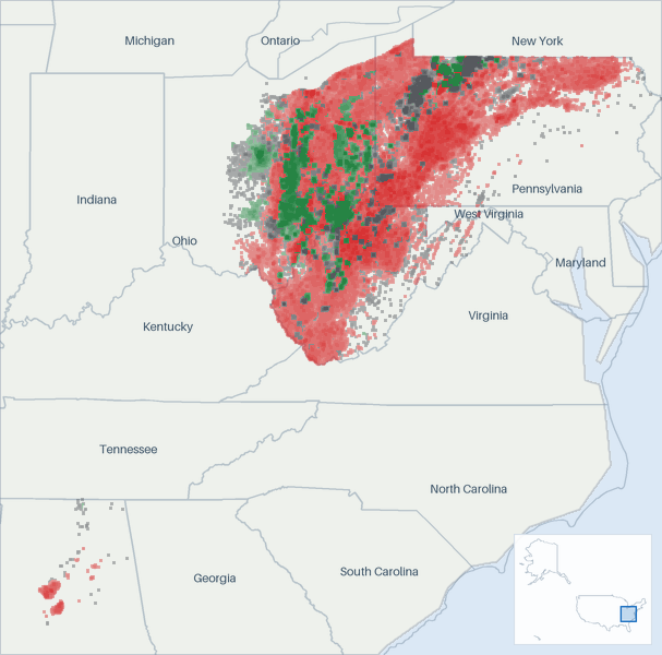 Well map of Appalachia. The full map is further down this page.