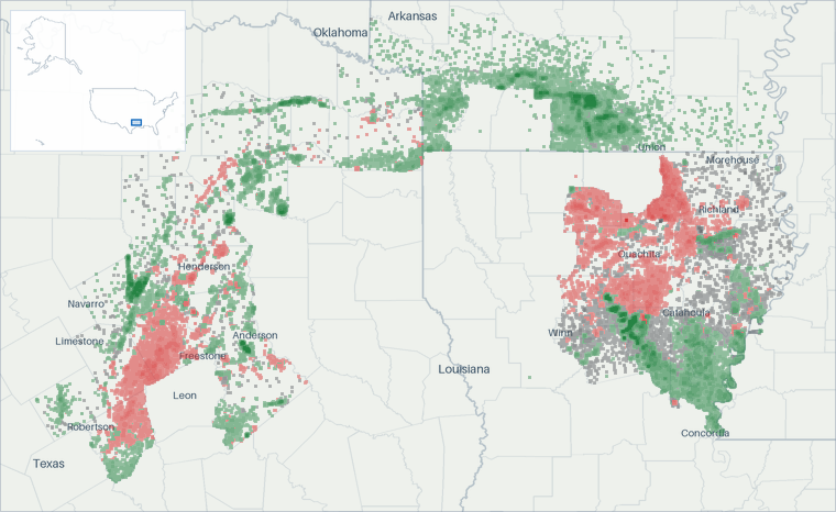 Well map of Ark-La-Tex. The full map is further down this page.