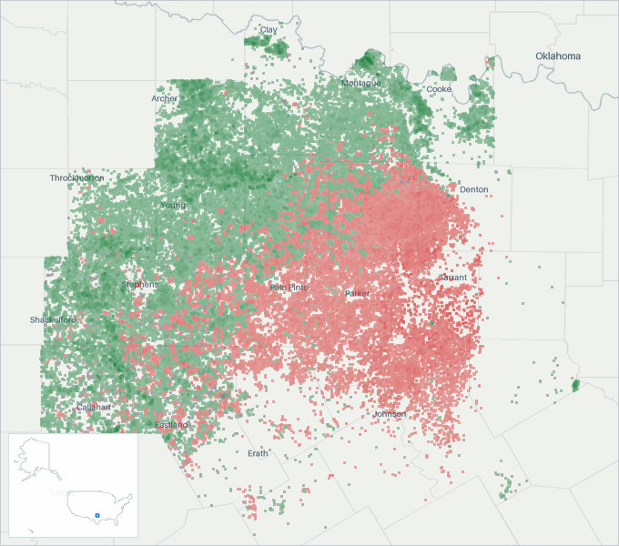 Well map of Barnett. The full map is further down this page.