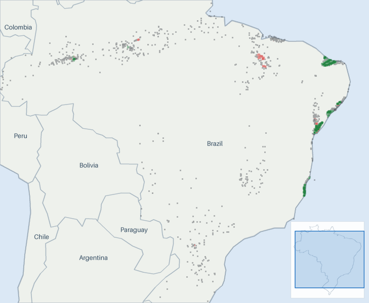 Well map of Brazil Onshore. The full map is further down this page.