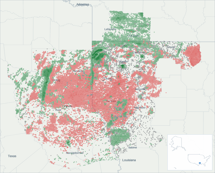 Well map of Haynesville. The full map is further down this page.