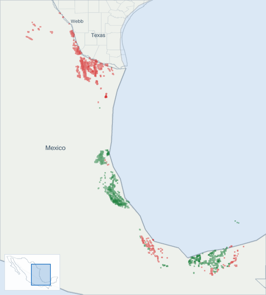 Well map of Mexico Onshore. The full map is further down this page.