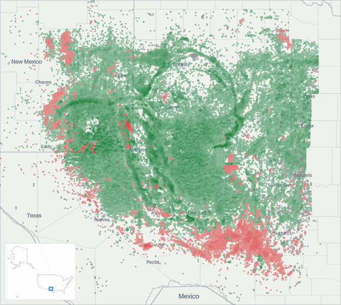Well map of Permian. The full map is further down this page.