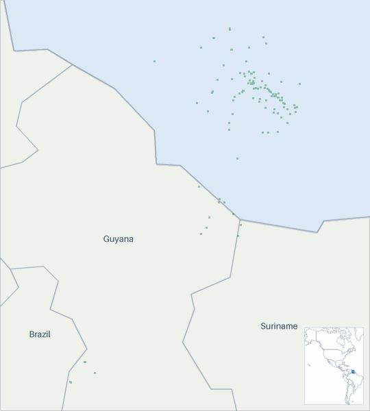 Well map of Guyana. The full map is further down this page.