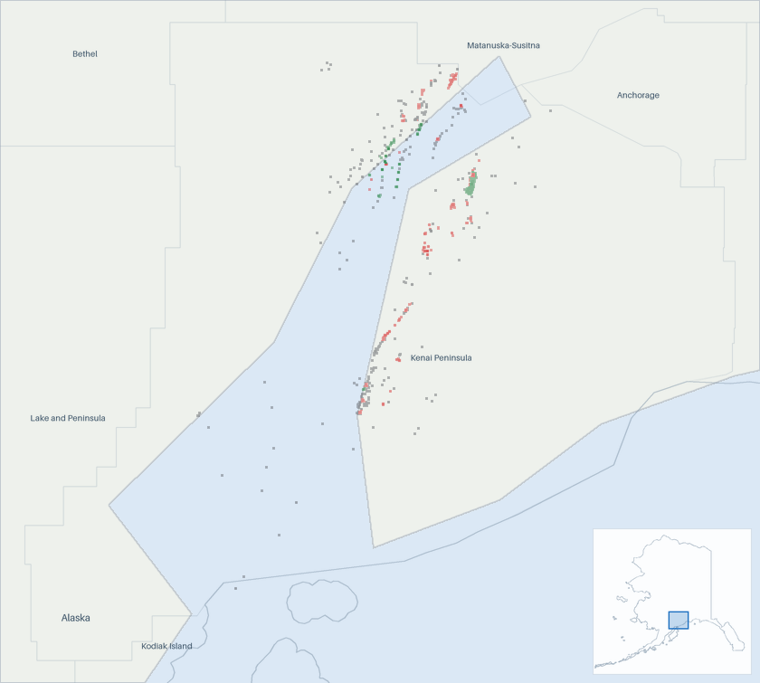 Well map of Kenai Peninsula Borough, Alaska. The full map is further down this page.