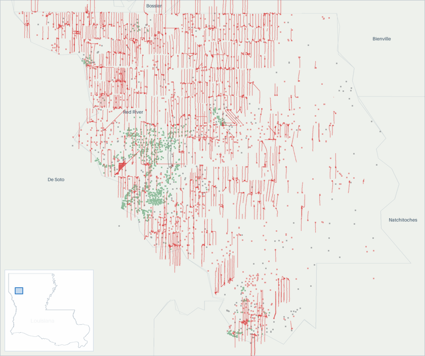 Well map of Red River Parish, Louisiana. The full map is further down this page.