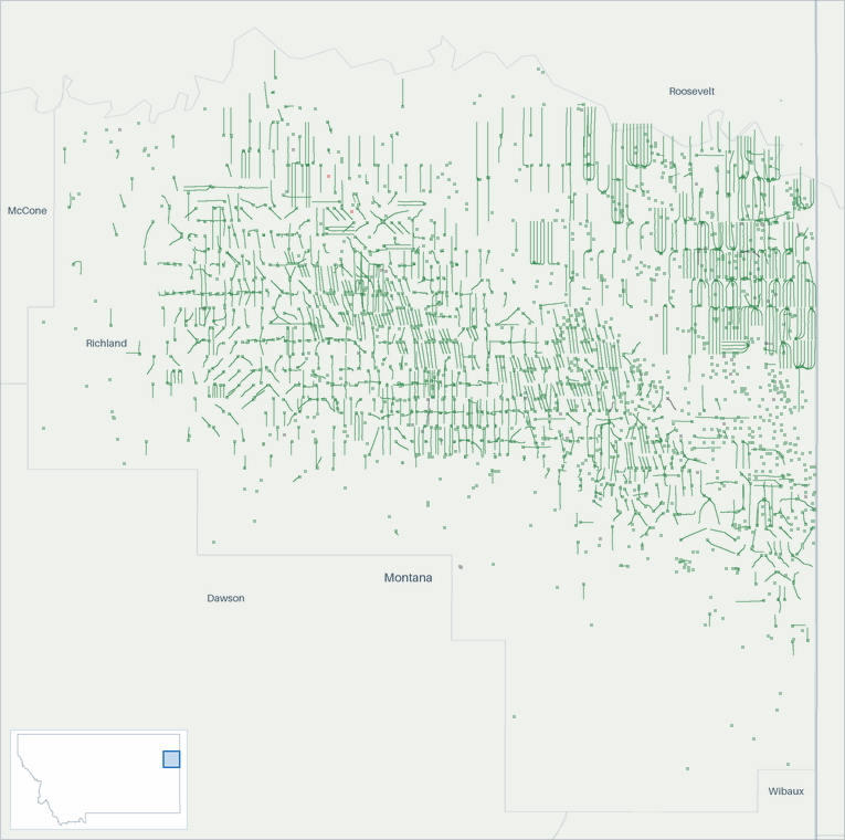 Well map of Richland County, Montana. The full map is further down this page.