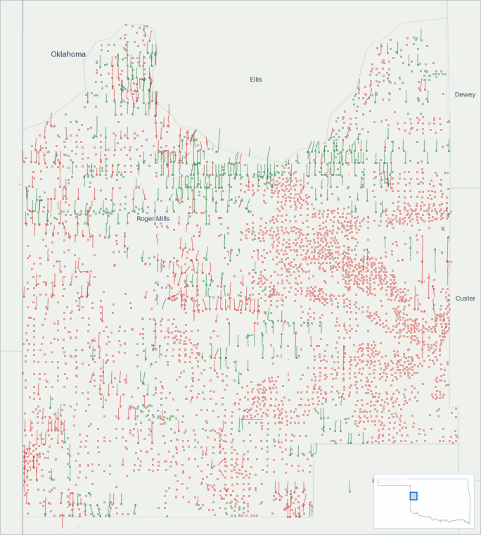 Well map of Roger Mills County, Oklahoma. The full map is further down this page.