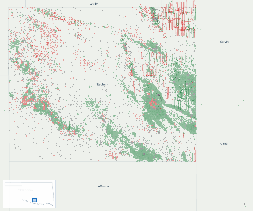 Well map of Stephens County, Oklahoma. The full map is further down this page.