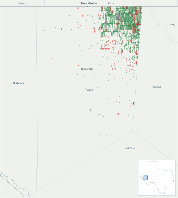 Well map of Culberson County, Texas. The full map is further down this page.