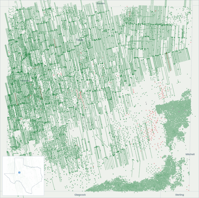Well map of Howard County, Texas. The full map is further down this page.