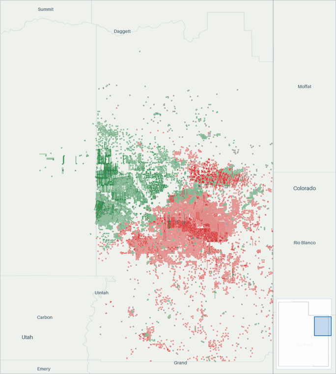 Well map of Uintah County, Utah. The full map is further down this page.