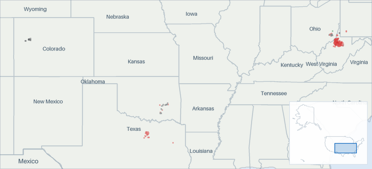 Well map of Antero Resources. The full map is further down this page.