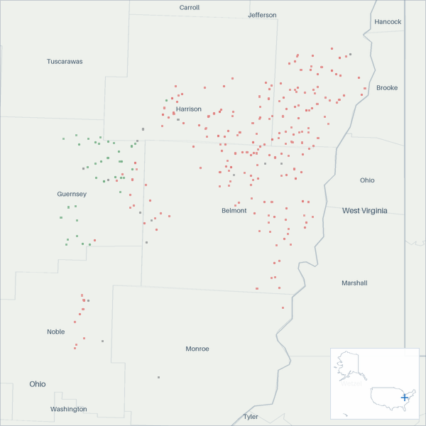 Well map of Ascent Resources. The full map is further down this page.