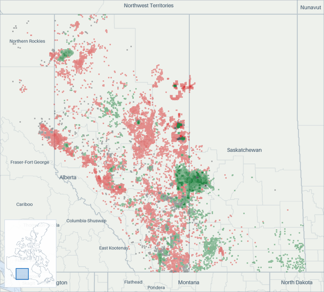 Well map of Cenovus Energy. The full map is further down this page.