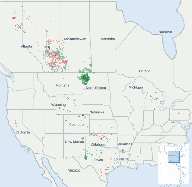 Well map of Chord Energy Corporation. The full map is further down this page.