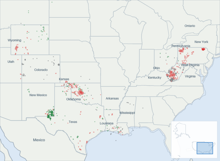 Well map of Coterra Energy. The full map is further down this page.