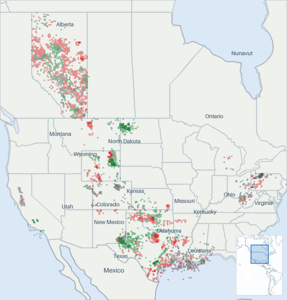 Well map of Devon Energy. The full map is further down this page.
