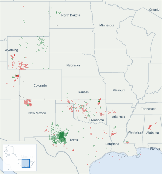 Well map of Diamondback Energy. The full map is further down this page.