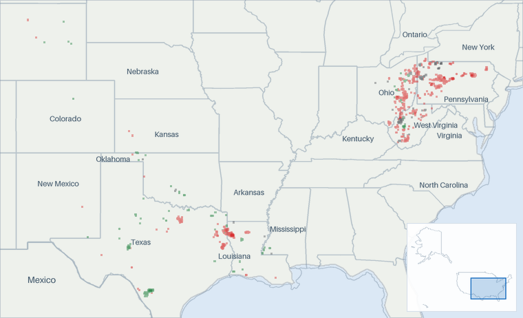 Well map of EXCO Resources. The full map is further down this page.