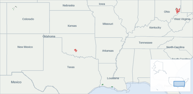 Well map of Gulfport Energy Corporation. The full map is further down this page.
