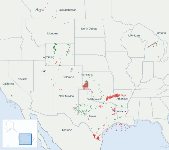 Well map of Merit Energy Company. The full map is further down this page.