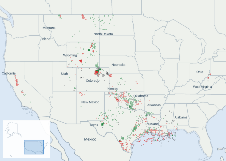 Well map of Noble Energy. The full map is further down this page.