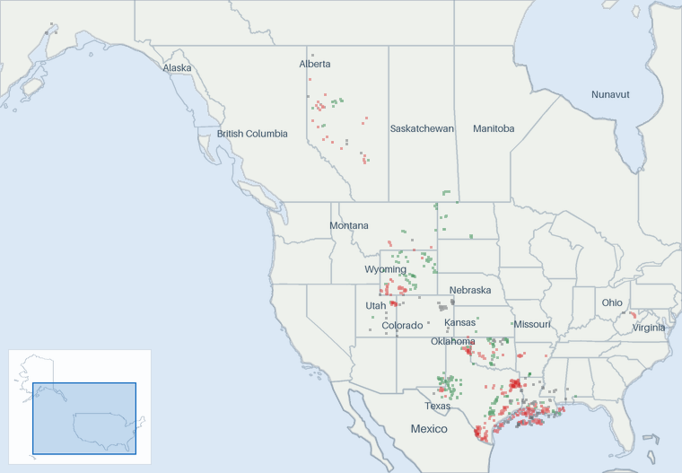 Well map of Sabine Oil & Gas. The full map is further down this page.
