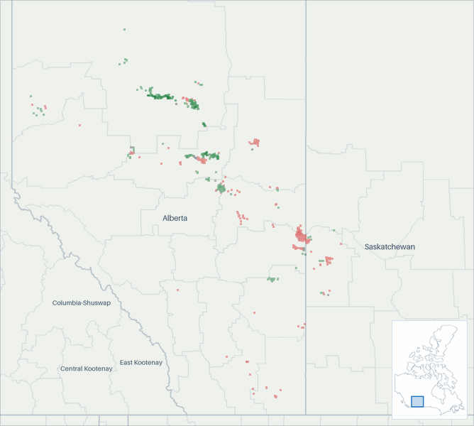 Well map of Tamarack Valley Energy. The full map is further down this page.