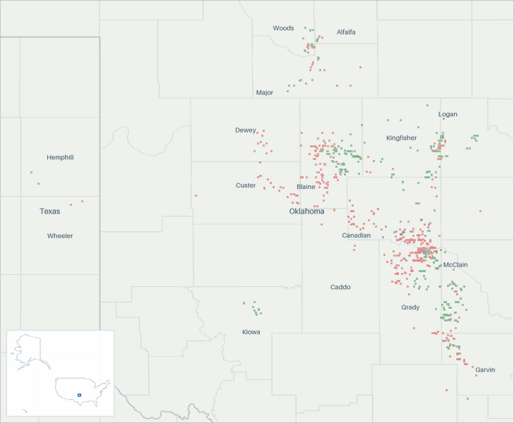 Well map of Validus Energy. The full map is further down this page.