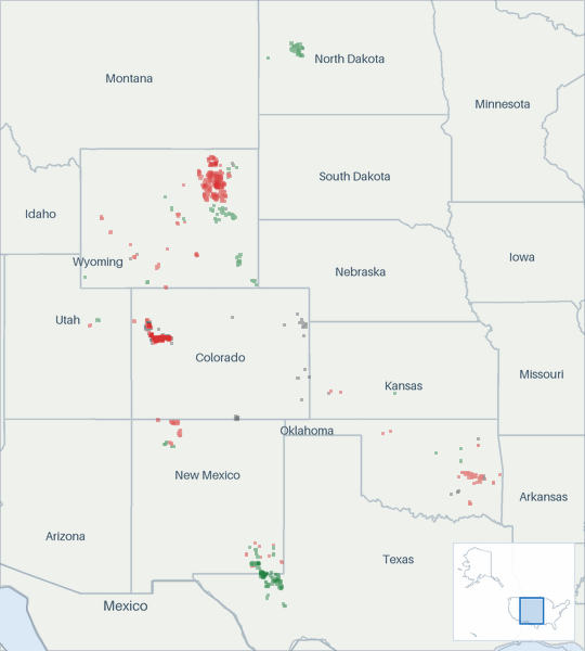 Well map of WPX Energy. The full map is further down this page.