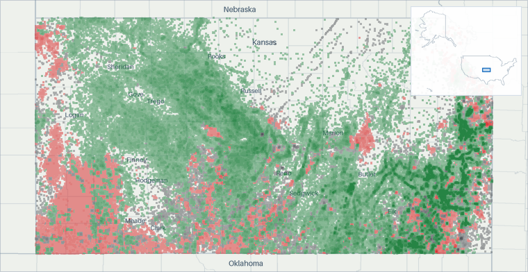 Well map of Kansas. The full map is further down this page.