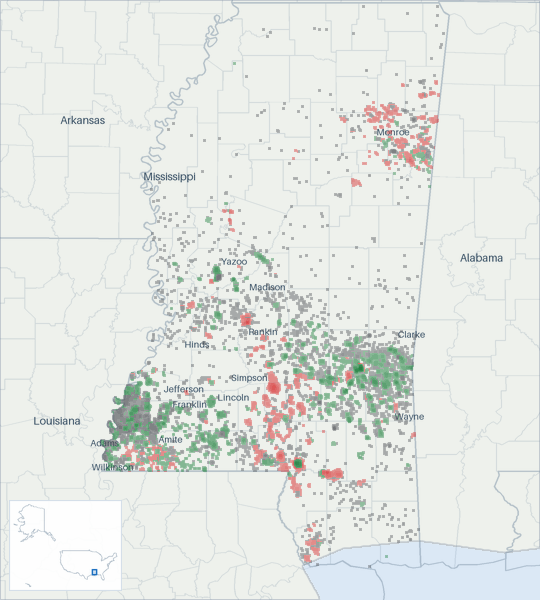 Well map of Mississippi. The full map is further down this page.