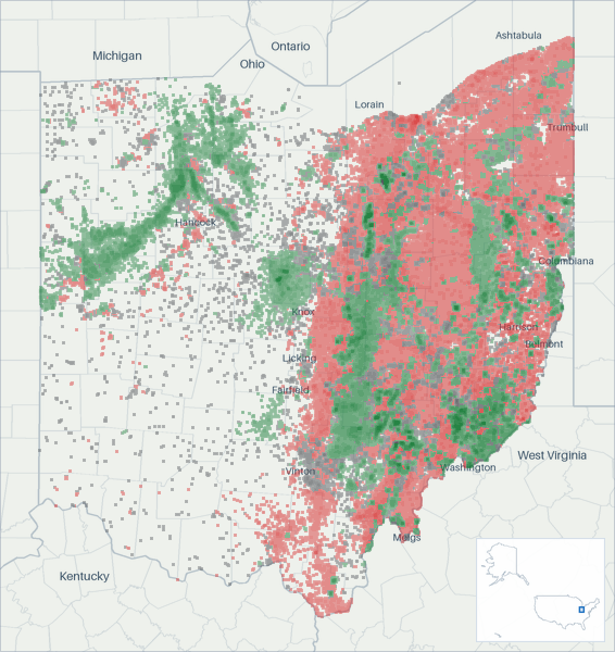 Well map of Ohio. The full map is further down this page.