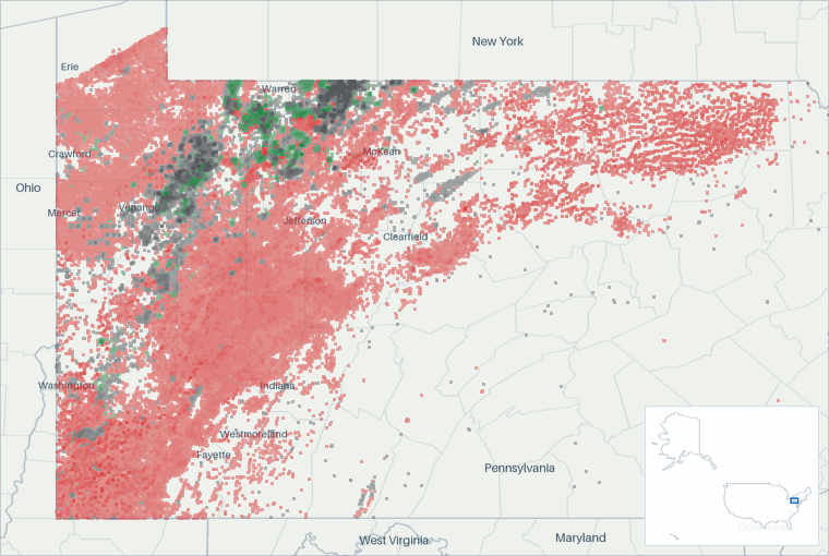 Well map of Pennsylvania. The full map is further down this page.